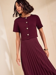 Berenjena morada - Friends Like These Vestido midi plisado de manga corta 2 en 1 - Imagen 4 de 5
