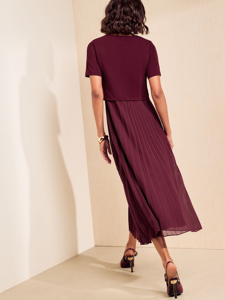 Berenjena morada - Friends Like These Vestido midi plisado de manga corta 2 en 1 - Imagen 5 de 5 Berenjena morada - Friends Like These Vestido midi plisado de manga corta 2 en 1 - Imagen 5 de 5