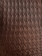 Friends Like These Chocolate Brown Petite Textured Puff Sleeve Button Down Midi Dress - Image 5 of 6