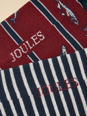 Joules Men's Kingsbury Burgundy Fish Socks 2 Pack (size 7-12) - Image 2 of 3
