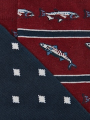 Joules Men's Kingsbury Burgundy Fish Socks 2 Pack (size 7-12) - Image 3 of 3