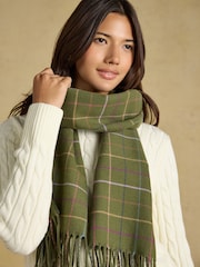 Joules Langtree Khaki Check Scarf - Image 4 of 7