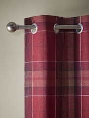 Red Brushed Check Super Thermal Eyelet Curtains - Image 1 of 6