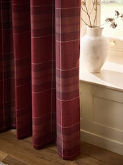Red Brushed Check Super Thermal Eyelet Curtains - Image 5 of 6