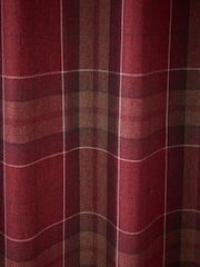 Red Brushed Check Super Thermal Eyelet Curtains - Image 6 of 6