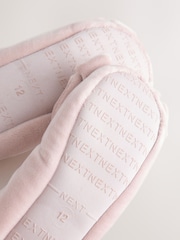 Pink Standard Fit (F) Velour Ballet Bow Slippers - Image 4 of 5