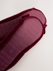 Burgundy Red Standard Fit (F) Velour Ballet Bow Slippers - Image 3 of 5