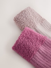 Berry Pink Rib Welly Socks 2 Pack - Image 2 of 4