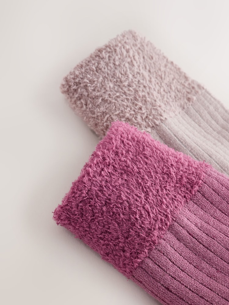 Berry Pink Rib Welly Socks 2 Pack - Image 2 of 4 Berry Pink Rib Welly Socks 2 Pack - Image 2 of 4