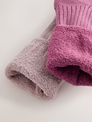 Berry Pink Rib Welly Socks 2 Pack - Image 4 of 4