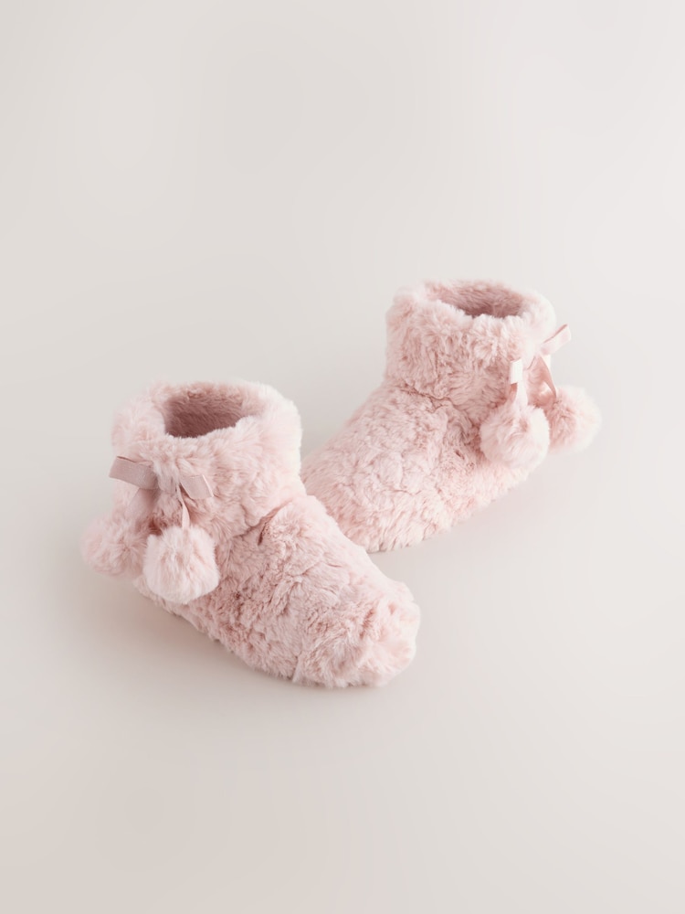 Pink Faux Fur Standard Fit (F) Slipper Boots - Image 1 of 5 Pink Faux Fur Standard Fit (F) Slipper Boots - Image 1 of 5