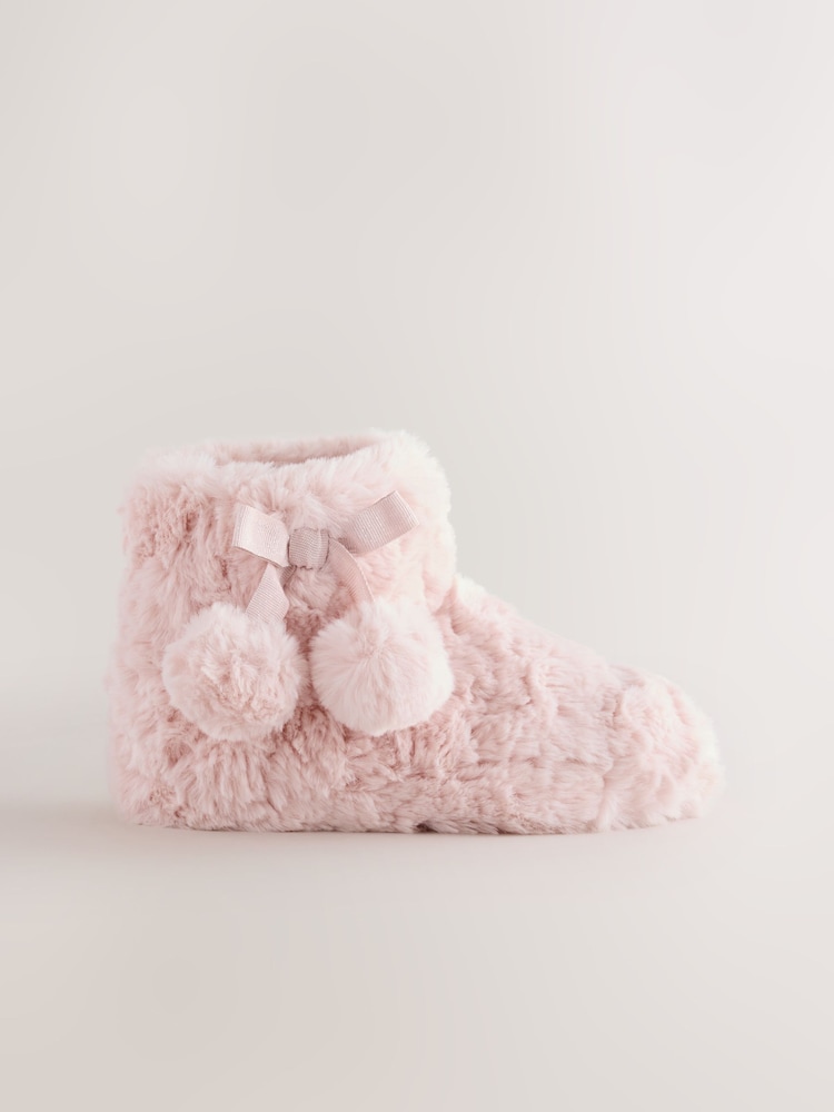 Pink Faux Fur Standard Fit (F) Slipper Boots - Image 2 of 5 Pink Faux Fur Standard Fit (F) Slipper Boots - Image 2 of 5