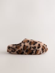 Leopard Print Faux Fur Mule Slippers - Image 2 of 5