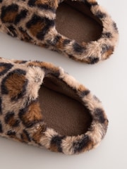 Leopard Print Faux Fur Mule Slippers - Image 4 of 5