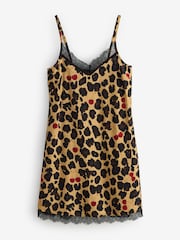 Never Fully Dressed Cherry Leopard Viscose Nylon Lace Slip Dress - Image 6 of 8