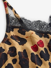 Never Fully Dressed Cherry Leopard Viscose Nylon Lace Slip Dress - Image 8 of 8