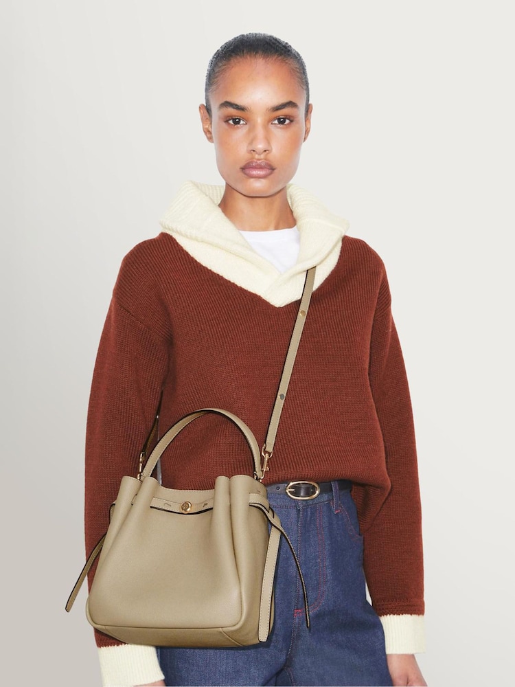 Tory Burch Soft Cement Romy Pebbled Bucket Bag - Image 2 of 6 Tory Burch Soft Cement Romy Pebbled Bucket Bag - Image 2 of 6