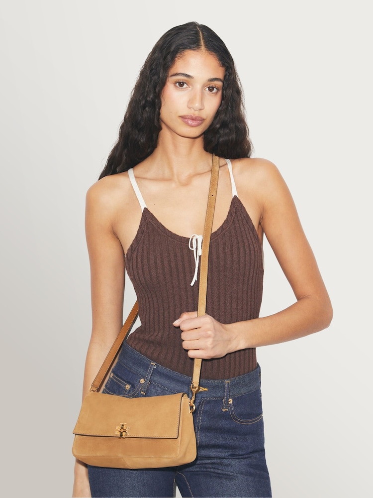 Tory Burch Toffee Charlie Small Shoulder Bag - Image 1 of 7 Tory Burch Toffee Charlie Small Shoulder Bag - Image 1 of 7