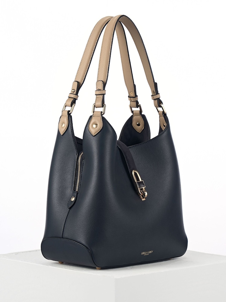 Luella Grey Blue Romany Hobo Tote Bag - Image 2 of 3 Luella Grey Blue Romany Hobo Tote Bag - Image 2 of 3