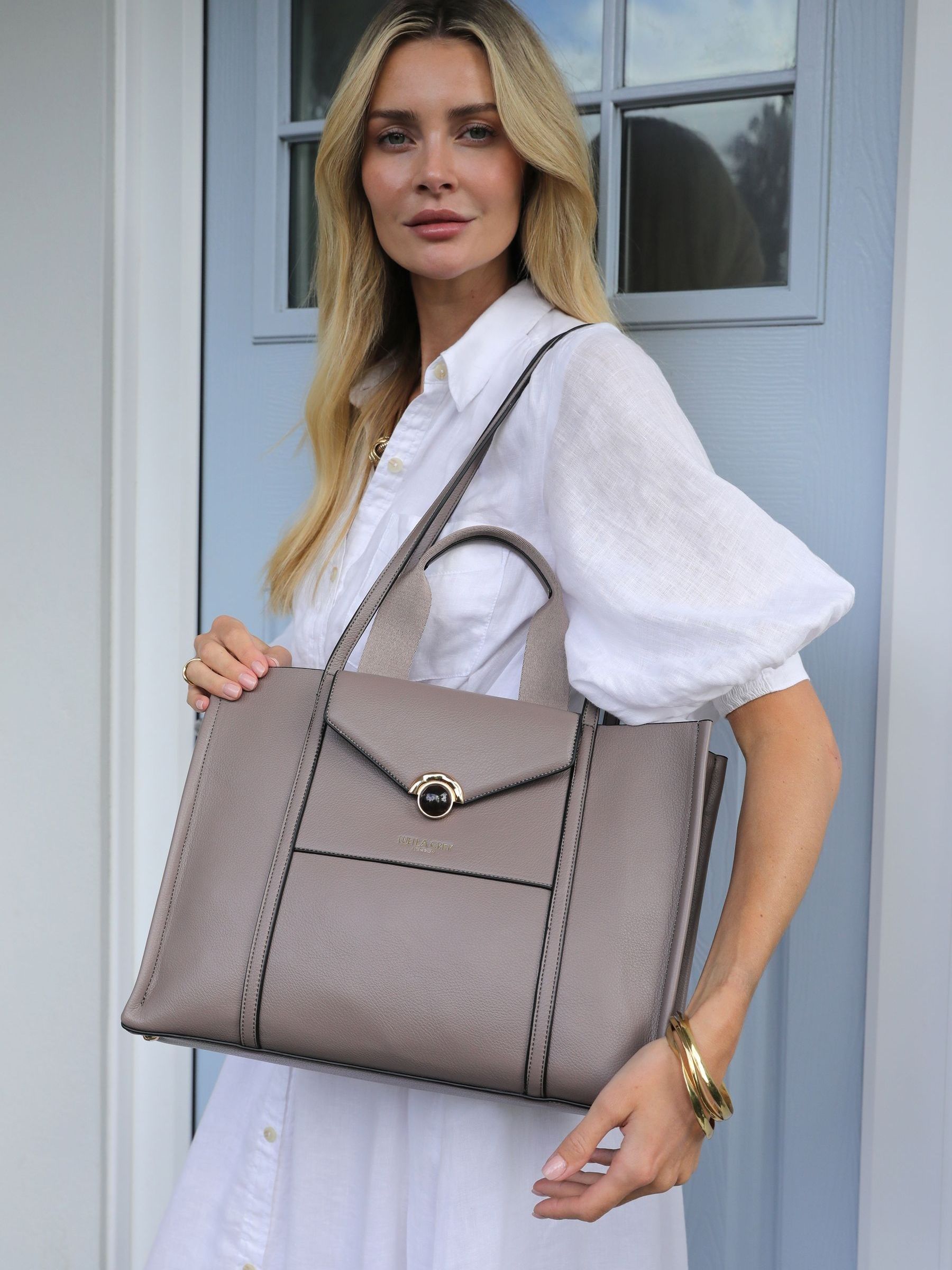 Buy Luella Grey Natural Darcy Laptop Tote Bag from the Next UK