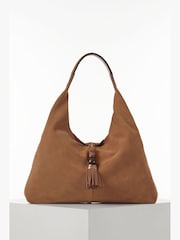 Luella Grey Brown Pandora Suede Hobo Bag - Image 1 of 4