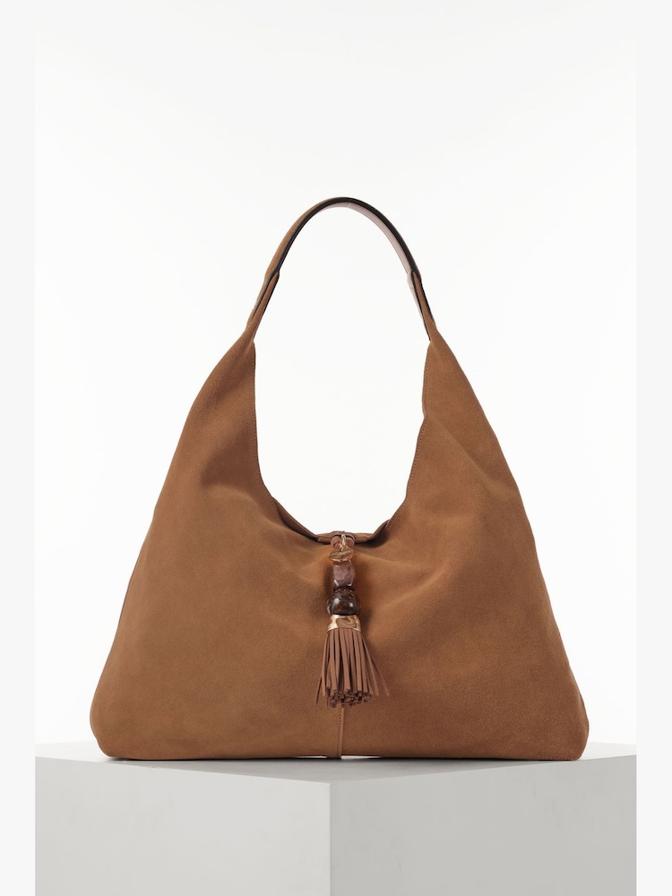 Luella Grey Brown Pandora Suede Hobo Bag - Image 1 of 4