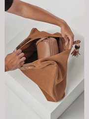 Luella Grey Brown Pandora Suede Hobo Bag - Image 3 of 4