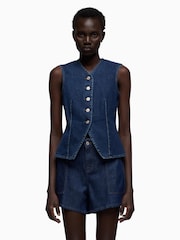 7 For All Mankind Blue Lady Vest in Indigo - Imagen 1 de 6