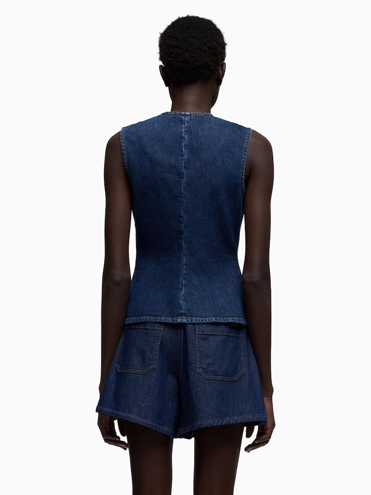 7 For All Mankind Blue Lady Vest in Indigo - Imagen 2 de 6