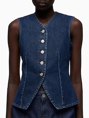 7 For All Mankind Blue Lady Vest in Indigo - Imagen 5 de 6