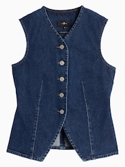 7 For All Mankind Blue Lady Vest in Indigo - Imagen 6 de 6
