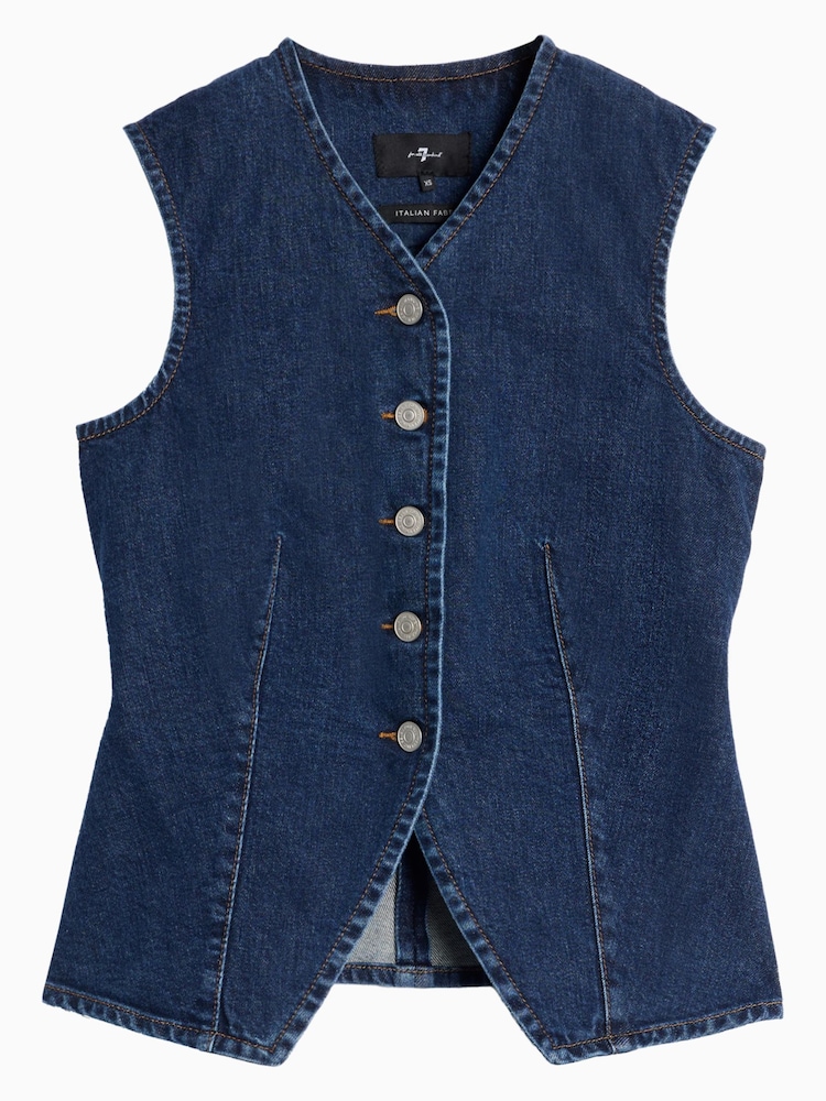 7 For All Mankind Blue Lady Vest in Indigo - Imagen 6 de 6