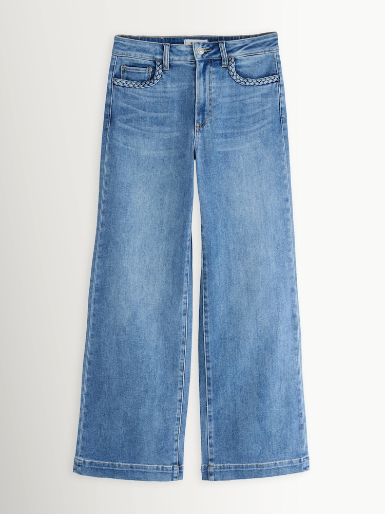 Paige Anessa 31" Wide Leg Encino Jeans with Braided Pocket Edge - Image 1 of 1 Paige Anessa 31" Wide Leg Encino Jeans with Braided Pocket Edge - Image 1 of 1