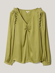 Jigsaw Green Satin Frill Top - Image 6 of 6