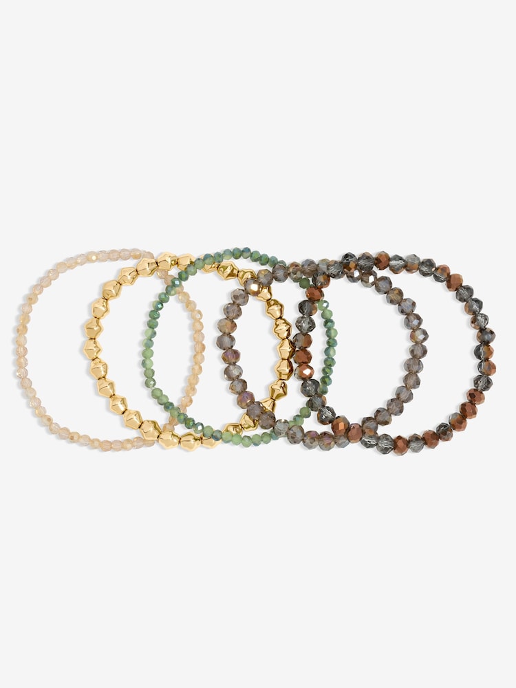 Mood Gold Tone Polished Multi-Colour Beaded Bracelets Pack of 5 - Image 1 of 3