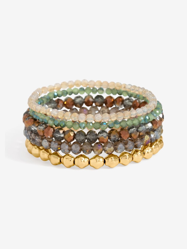 Mood Gold Tone Polished Multi-Colour Beaded Bracelets Pack of 5 - Image 2 of 3