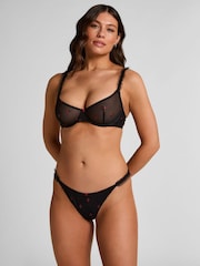 Hunkemoller Black Chelsey Highleg Thong - Image 1 of 3