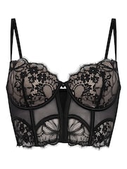 Hunkemoller Prina Padded Underwired Longline Black Bra - Image 4 of 5