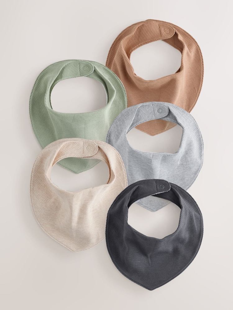 Neutral/Grey Waffle Baby Dribble Bibs 5 Pack - Image 1 of 8