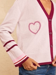 Love & Roses Varsity Embroidered Detail V-Neck Knitted Cardigan - Obraz 4 z 4