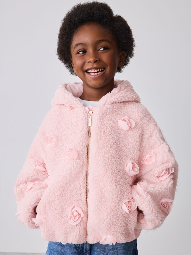 Baker by Ted Baker Pink 3D Corsage Borg Hooded Fleece - Image 1 of 13