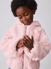 Baker by Ted Baker Pink 3D Corsage Borg Hooded Fleece - Image 3 of 13