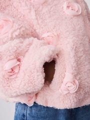 Baker by Ted Baker Pink 3D Corsage Borg Hooded Fleece - Image 6 of 13