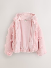 Baker by Ted Baker Pink 3D Corsage Borg Hooded Fleece - Image 8 of 13