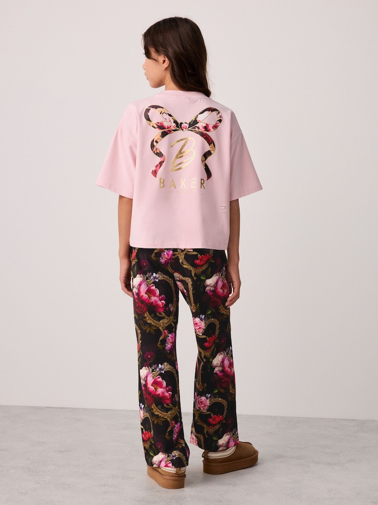 Baker by Ted Baker Pink 2 Piece Frame Printed Pyjamas Set - Image 1 of 8
