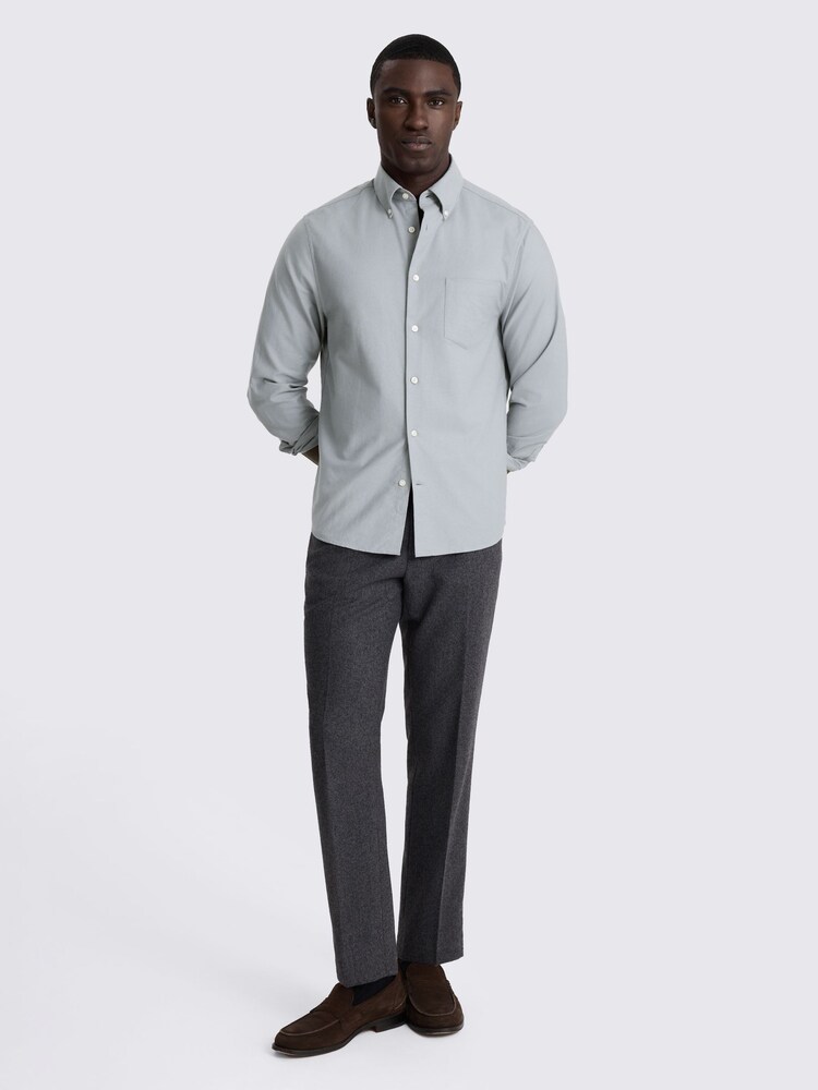 MOSS Grey Washed Oxford Shirt - Image 2 of 4 MOSS Grey Washed Oxford Shirt - Image 2 of 4