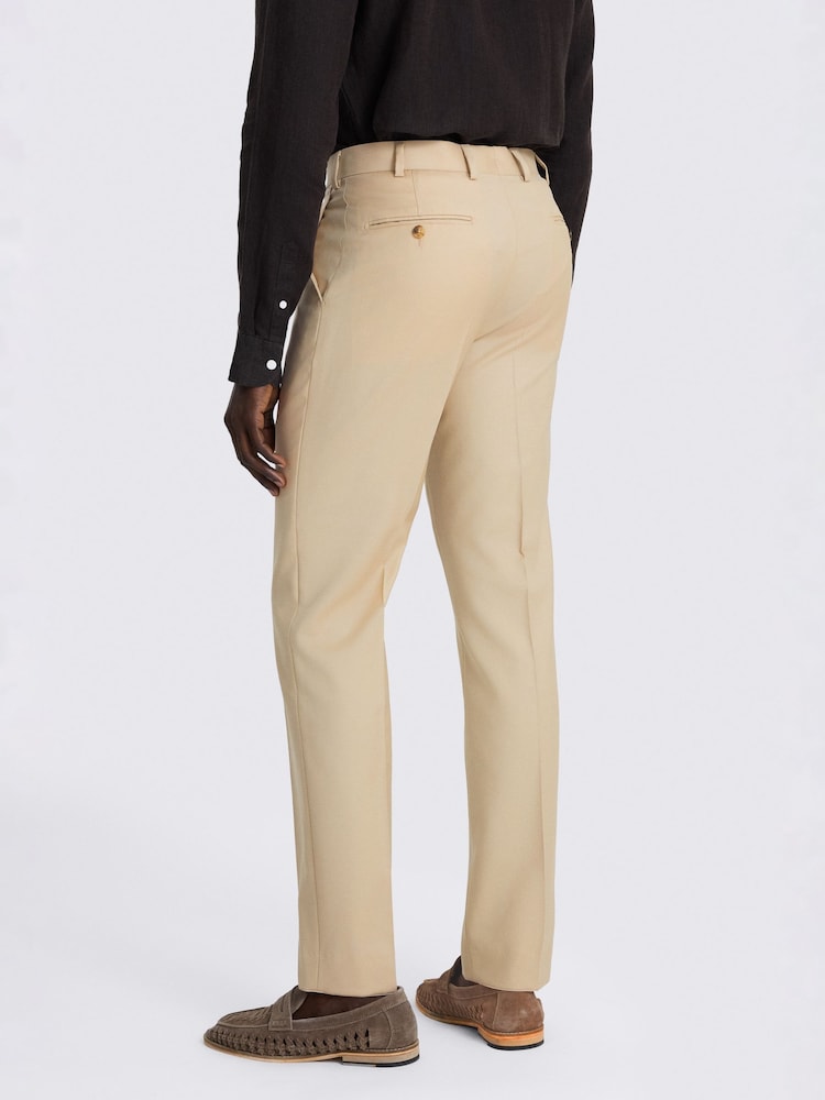 MOSS Latte Tailored Fit Italian Twill Suit Trousers - Image 2 of 3