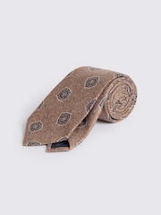MOSS Brown Bottinelli Silk Medallion Tie - Image 1 of 2