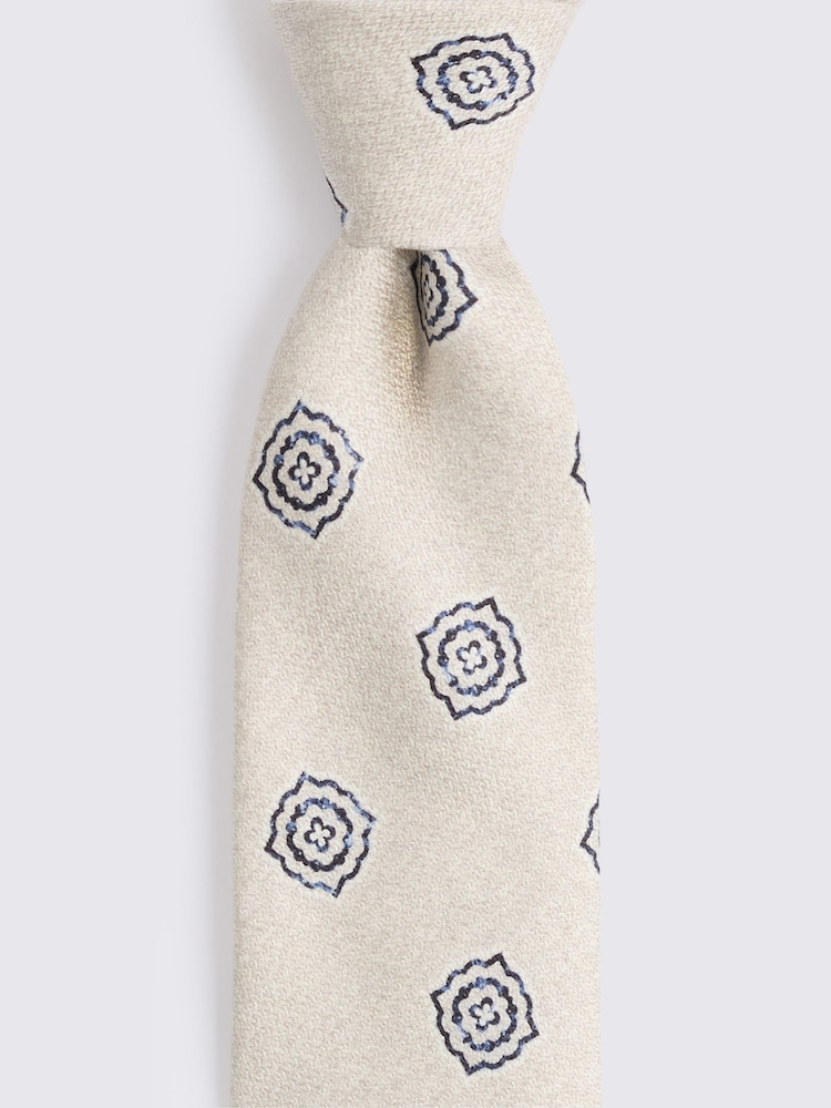 MOSS Natural Bottinelli Silk Medallion Tie - Image 2 of 2