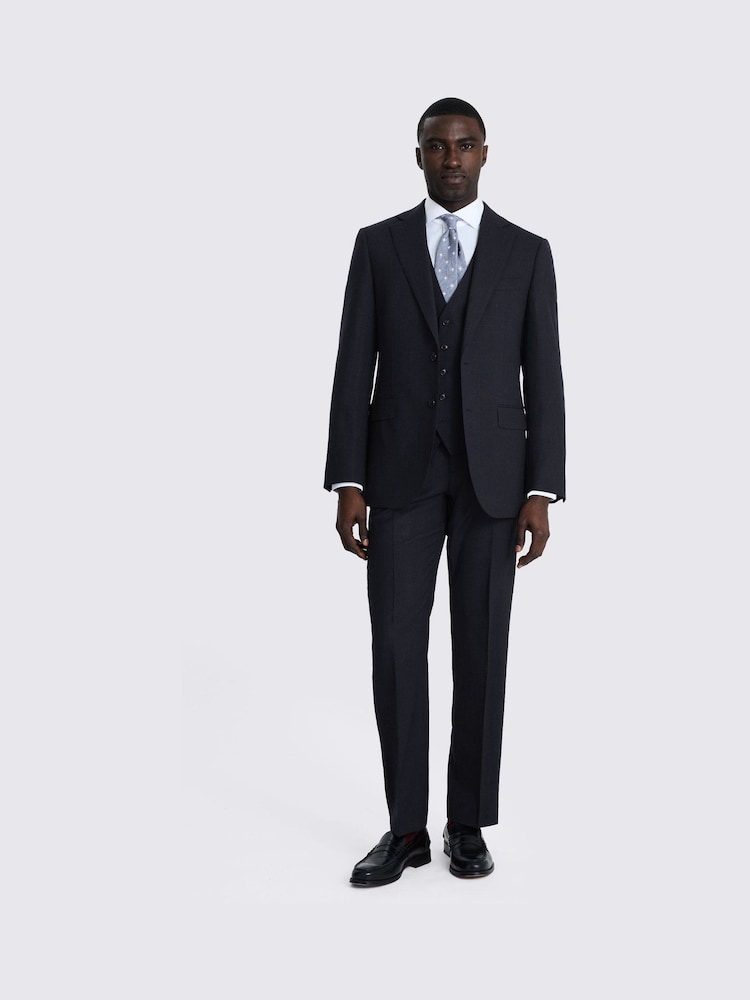 MOSS Blue Regular Fit Check Suit Jacket - Image 2 of 6